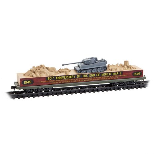 Micro-Trains 13700074 - Anniversary of the end of World War II Honorary Car 68' DODX Flatcar Department of Defense (DODX) 1945-2025
